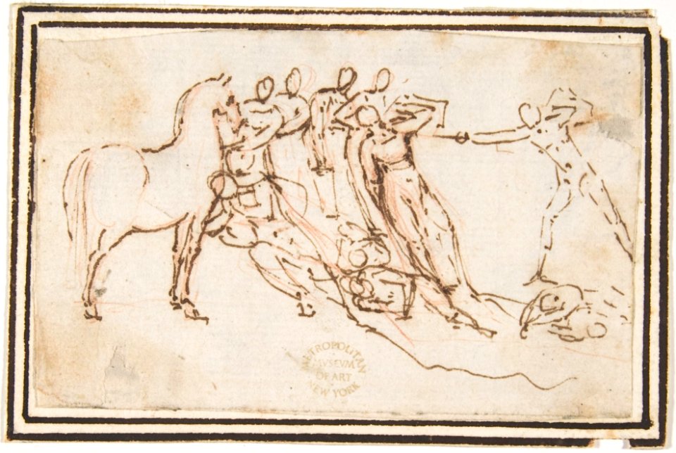 Unidentified Subject- Nine Figures and a Horse MET DP807572