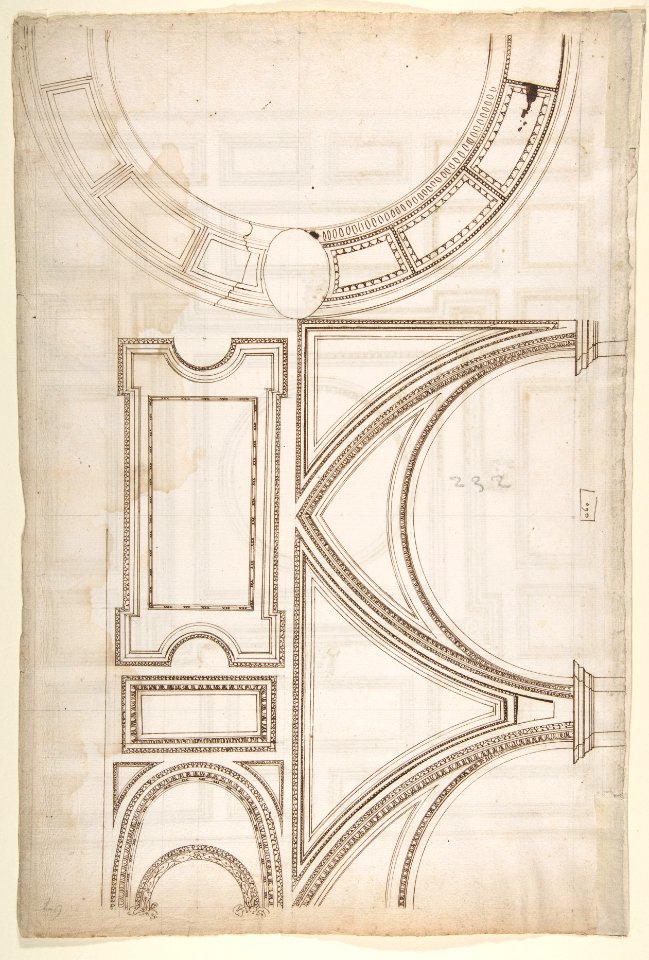 Unidentified, ceiling plan (recto) Palazzo Farnese, ceiling plan (verso) MET DP810545