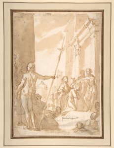 Unidentified subject- Standing Figure Placing a Scapular (?) on a Kneeling Figure MET DP811048