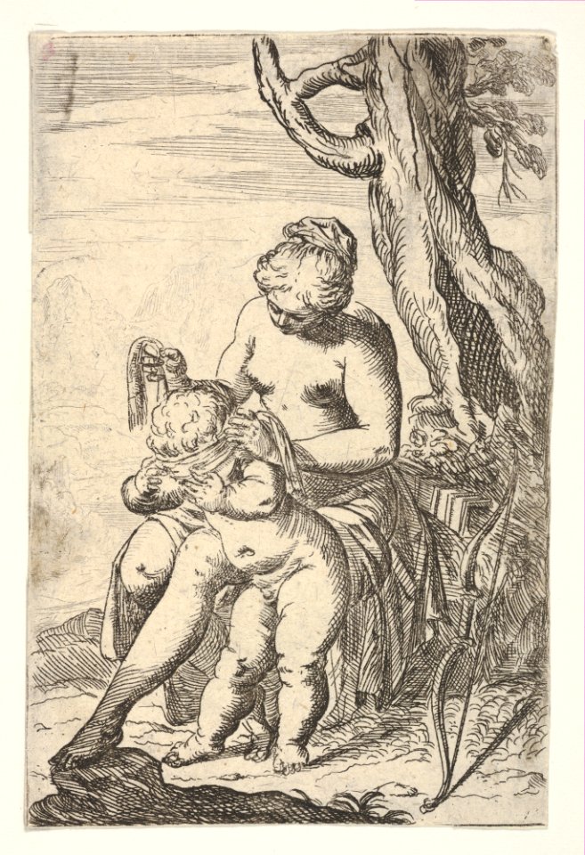 Venus tying a blindfold over Cupid's eyes, from the series 'Sport of Love' (Scherzi d'amore) MET DP833518