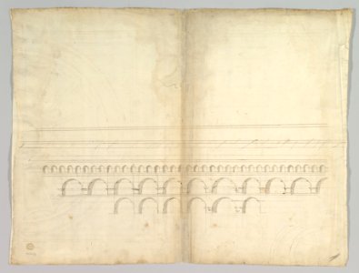 Unidentified, ceiling plan (recto) Pont du Gard, perspective elevation (verso) MET DP819296