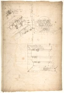 Unidentified, cornice, projection; architrave, projection (recto) Unidentified, ceiling, plan (verso) MET DP810859