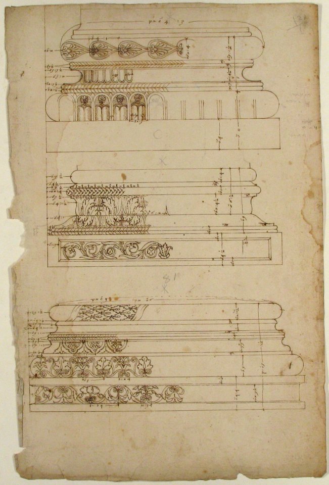 Unidentified, Composite base, elevation; Unidentified, Composite base, elevation; Unidentified, Composite base, elevation (recto) blank (verso) MET 68.769.40