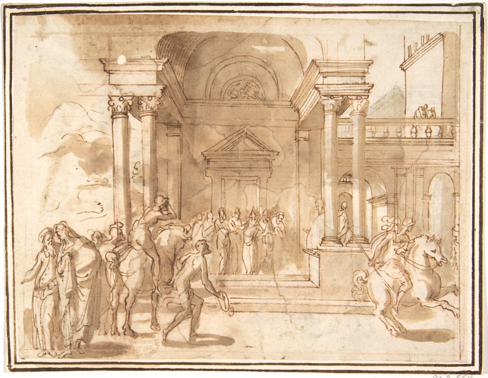 Unidentified Subject- Figures before a Palace or Temple MET DP807659