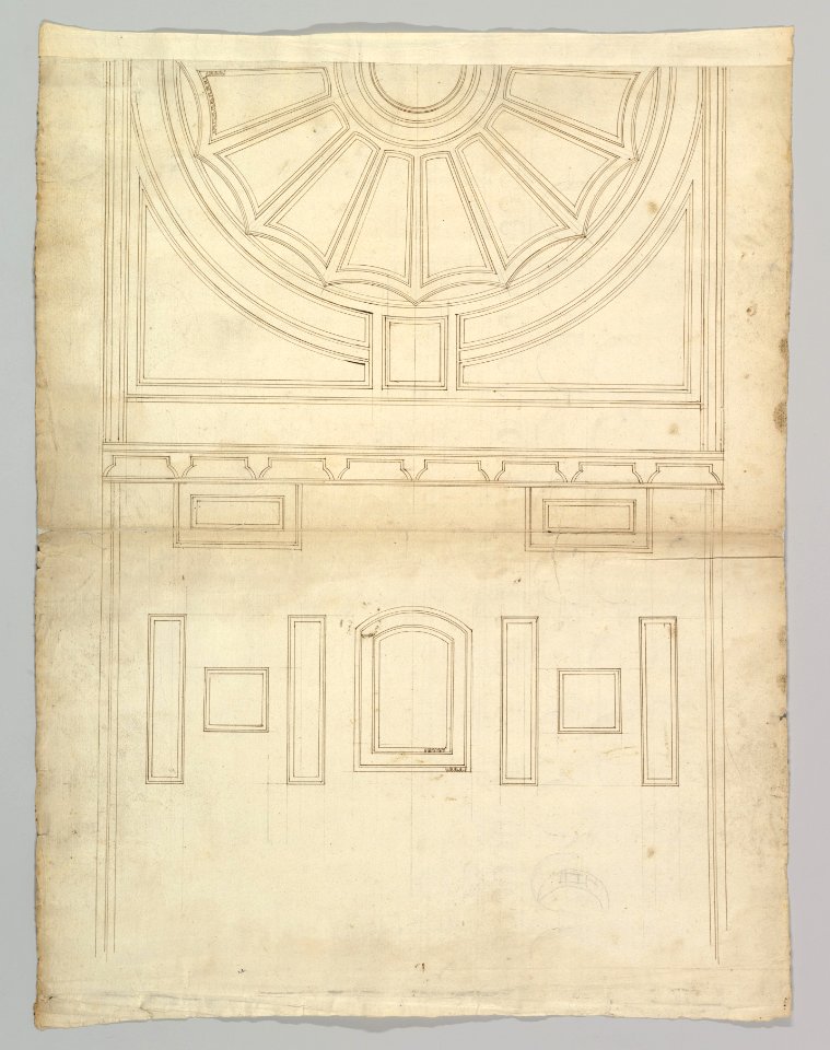 Unidentified, ceiling plan (recto) Pont du Gard, perspective elevation (verso) MET DP819295