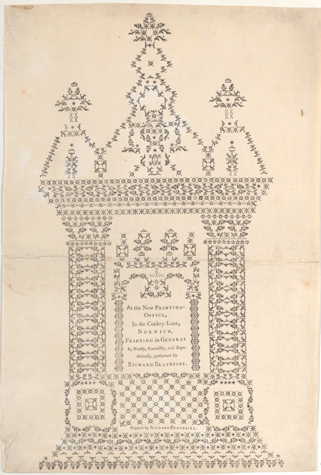 Trade Card for Richard Beatniffe, printer and bookseller Met DP884957