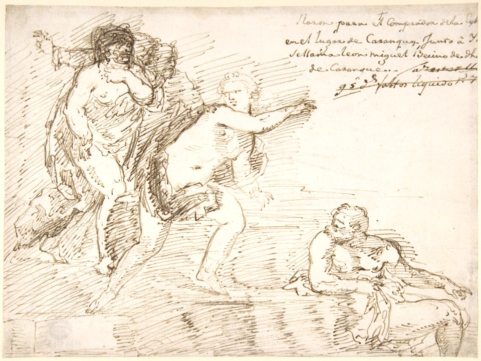 Unidentified Subject with Male Nudes at Left and Right, with a Female Nude at Center MET DP800376