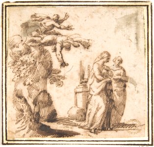 Unidentified Subject- Two Falling Figures and Two Standing Women in a Landscape MET DP807563
