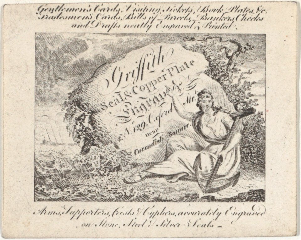 Trade Card for Robert Griffith, Seal and Copper Plate Engraver Met DP885311