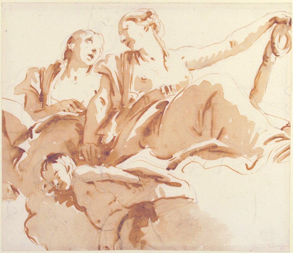 Two Women, One Holding an Anchor, and a Putto on Clouds MET 37.165.34