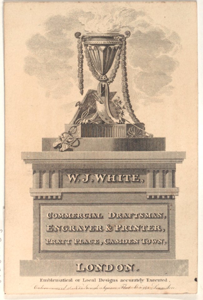 Trade Card for W. J. White, Commercial Draftsman, Engraver & Printer Met DP885173