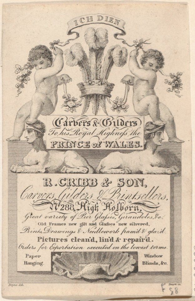 Trade card for R Cribb & Son, Publisher and Printmaker Met DP885029