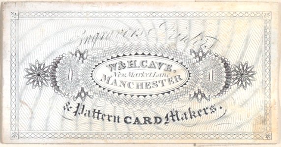 Trade card for W&H Cave, Engraver, Printer, and Pattern Card Maker Met DP884989