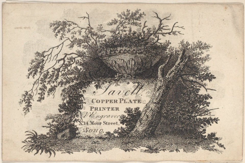 Trade Card for Savell, Copper Plate Printer Met DP885234