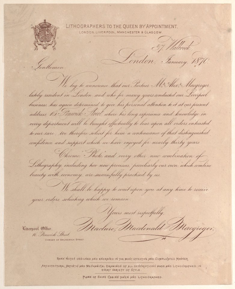 Trade card for Maclure, Macdonald & Macgregor, publisher and printer Met DP884967