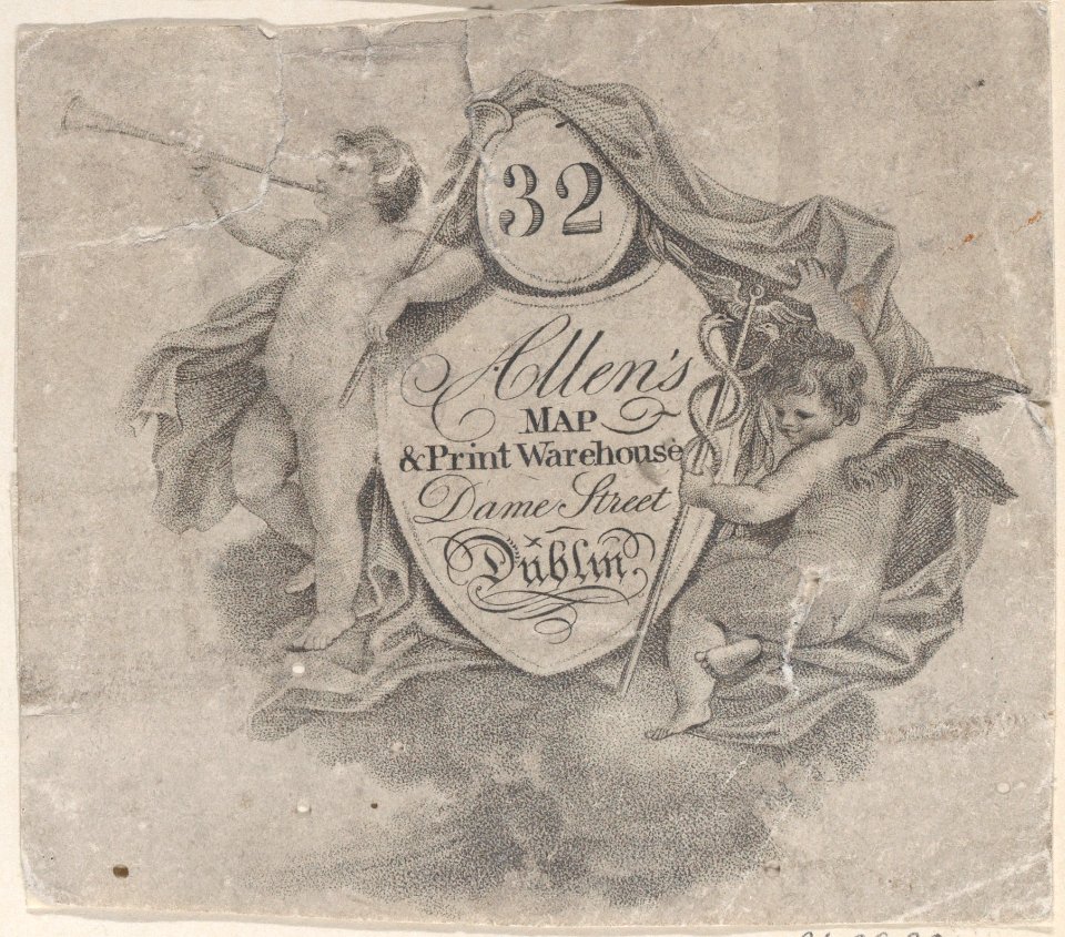 Trade card for William Allen, Map and Print Seller in Dublin Met DP885030