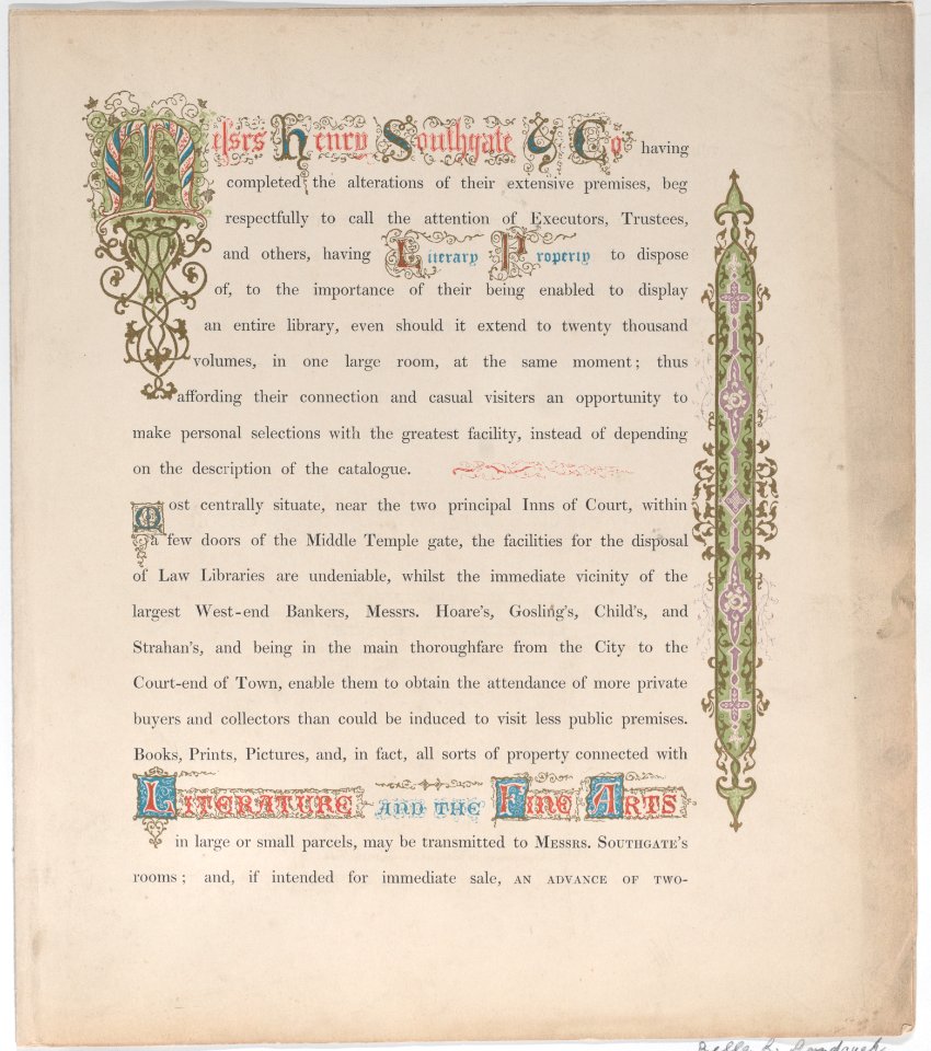 Trade Card for Messrs. Henry Southgate & Co., Book Sellers Met DP885340
