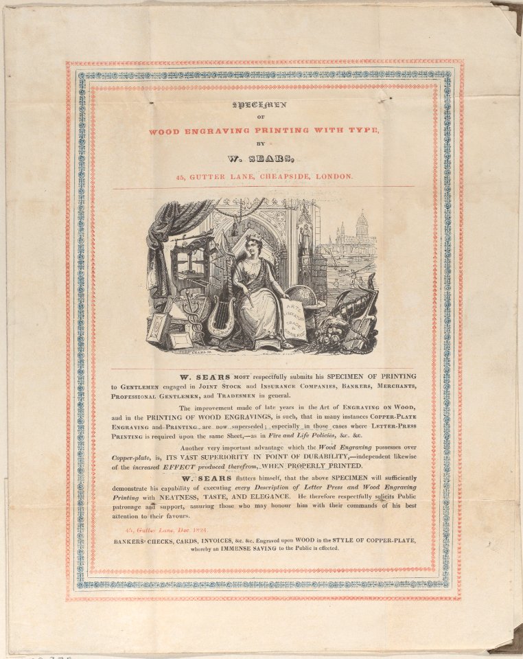 Trade Card for W. Sears, Wood Engraver Met DP885255