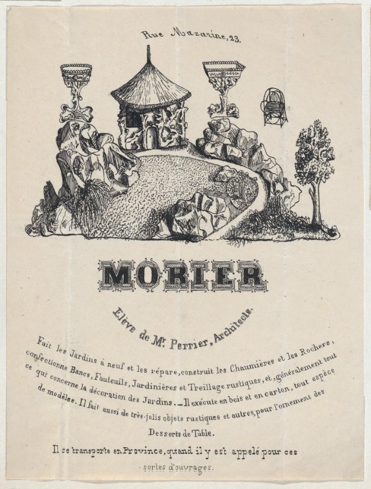 Trade card for Morier, landscape architect, Paris MET DP875306