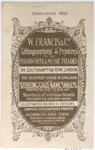 Trade Card for W. Francis & Co., Lithographers and Printers Met DP885336