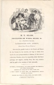 Trade Card for M.U. Sears, Wood Engraver and Printer Met DP885214