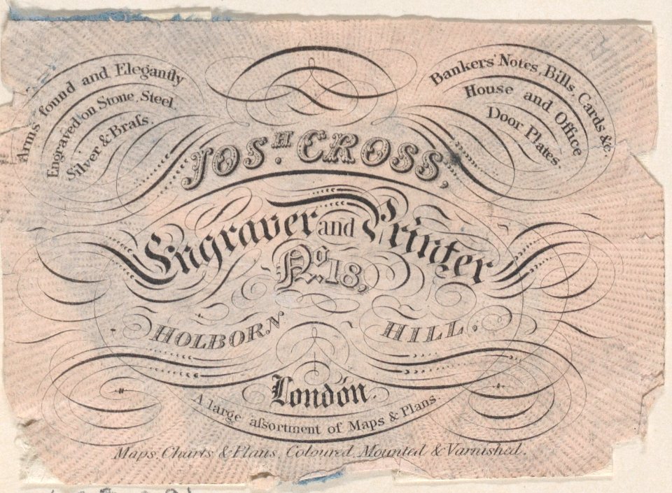 Trade Card for Josh Cross, Engraver & Printer Met DP885115