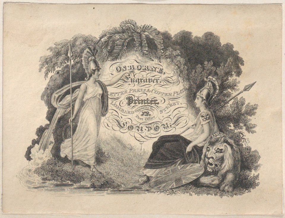 Trade Card for Osborne, Engraver and Printer Met DP885218
