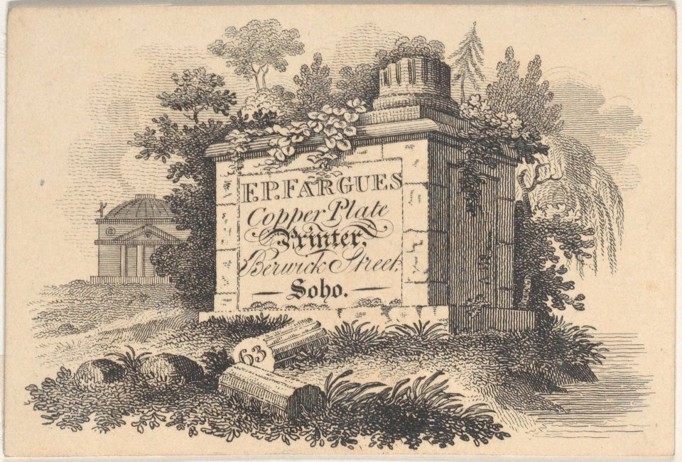 Trade Card for F.P. Fargues, Copper Plate Printer Met DP885190