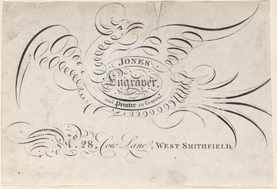 Trade Card for Jones, Engraver and Printer Met DP885040