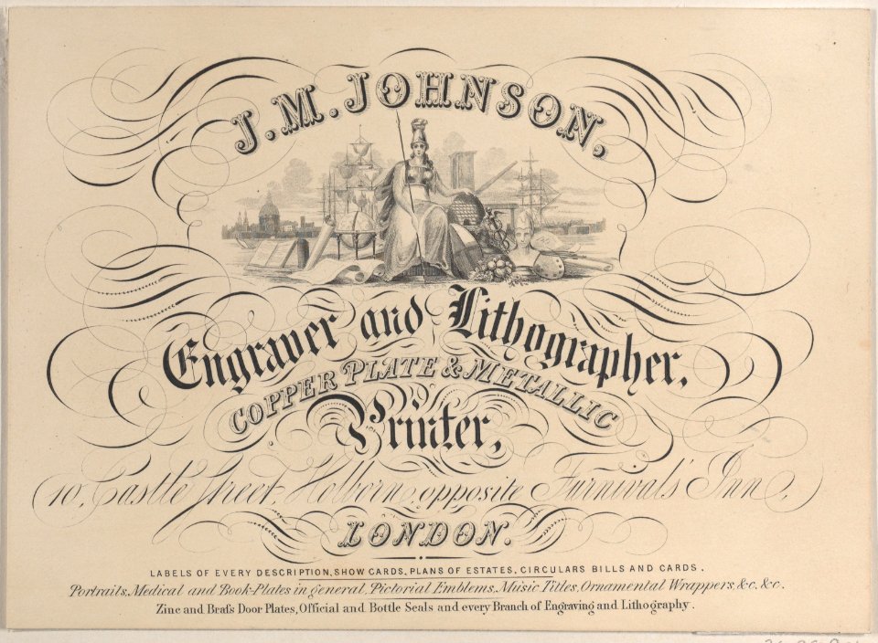 Trade card for J.M. Johnson, Engraver and Lithographer Met DP884988