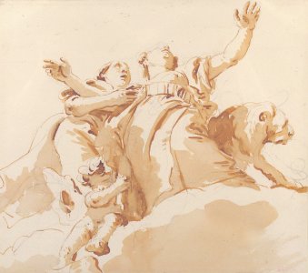 Two Women, a Lion, and a Putto on Clouds MET 37.165.37