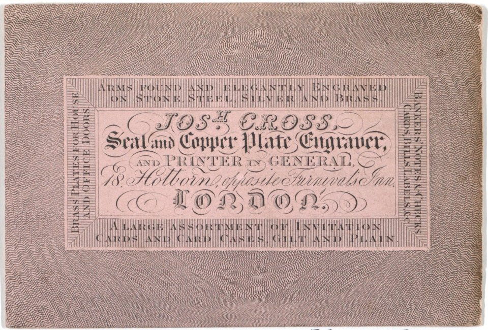 Trade Card for Joshua Cross, Seal and Copper Plate Engraver Met DP885315