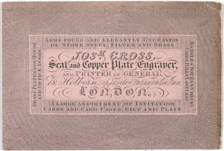 Trade Card for Joshua Cross, Seal and Copper Plate Engraver Met DP885315