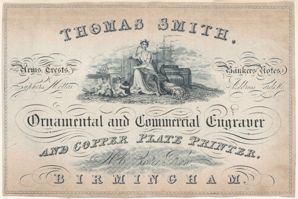 Trade Card for Thomas Smith, Engraver and Printer Met DP885096