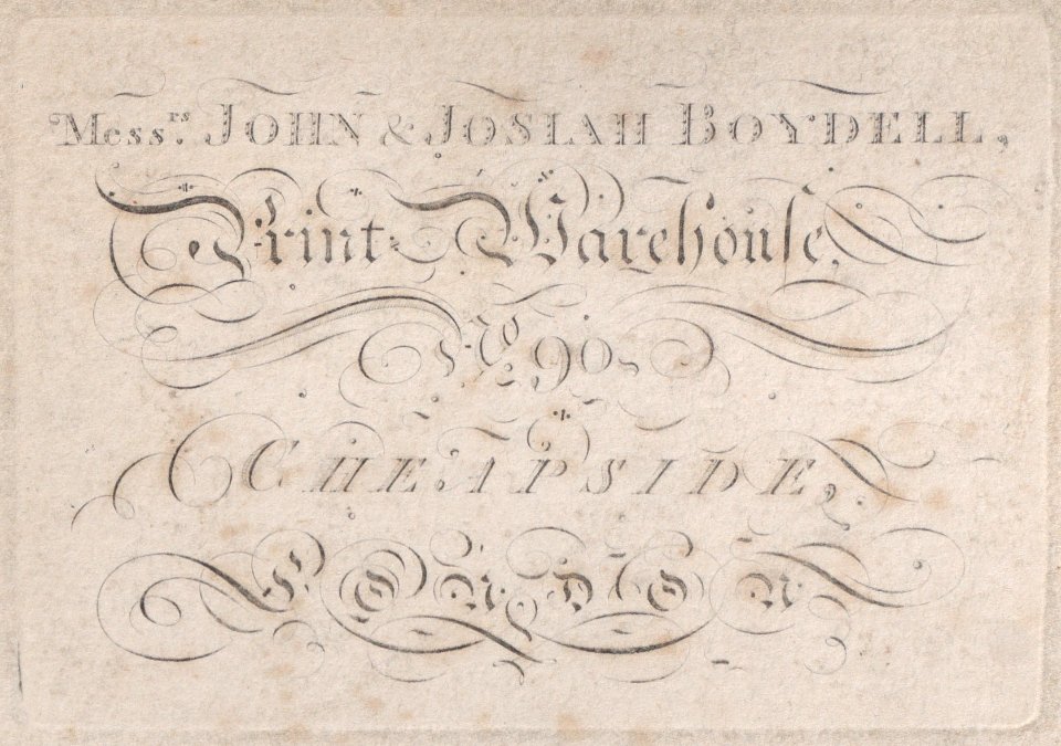 Trade Card for John & Josiah Boydell, Publishers Met DP885064