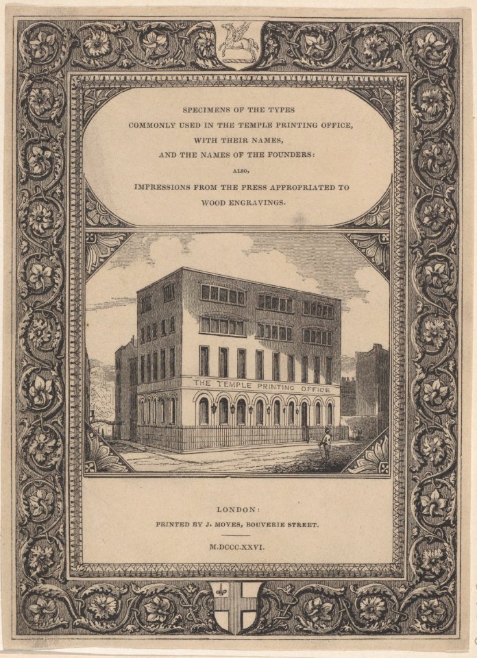Trade Card for the Temple Printing Office, Printers and Wood Engravers Met DP885013