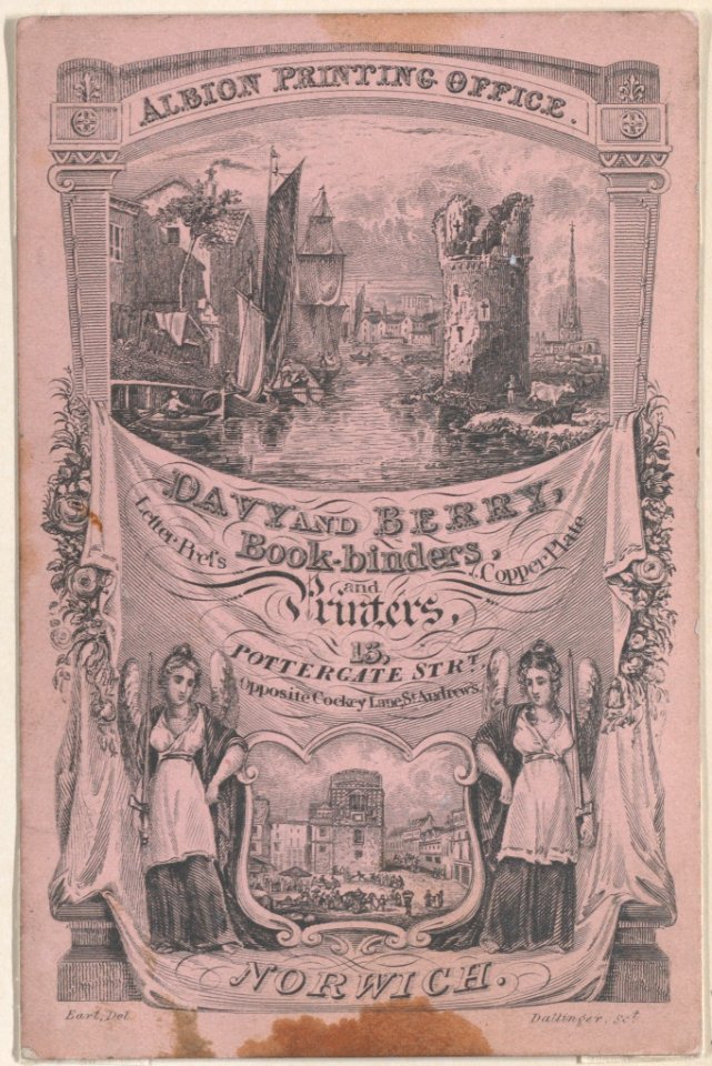 Trade card for Davy and Berry, Book-Binder and Printer Met DP884985