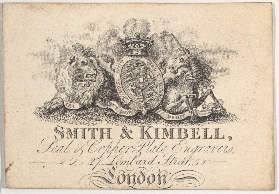Trade Card for Smith & Kimbell, seal and copper plate engravers Met DP884951