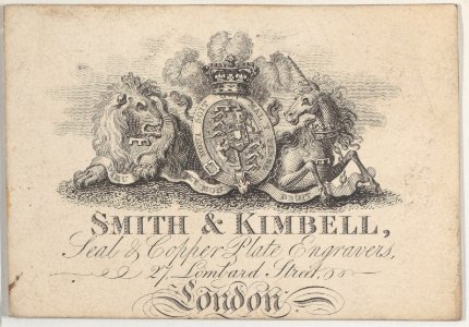 Trade Card for Smith & Kimbell, seal and copper plate engravers Met DP884951
