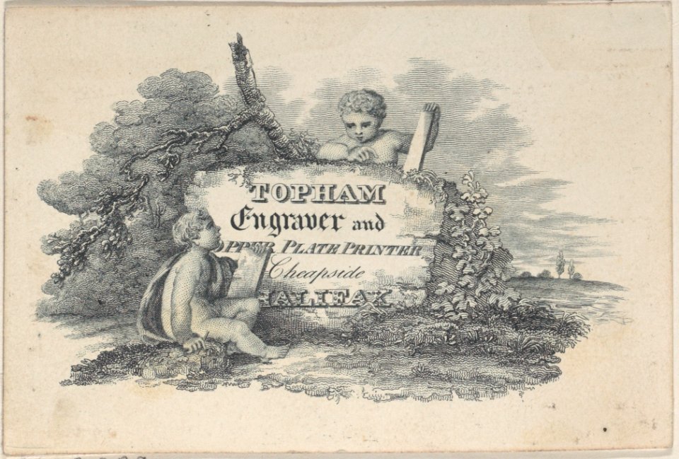 Trade Card for Topham, Engraver and Copper Plate Printer Met DP885102