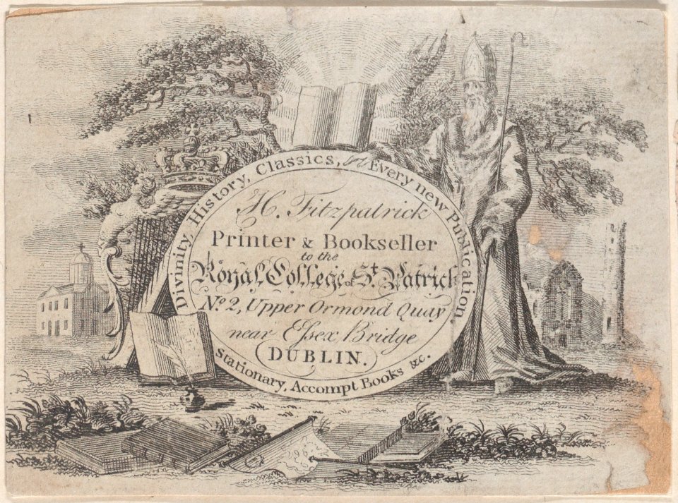 Trade Card for H. Fitzpatrick, Printer & Bookseller Met DP885114