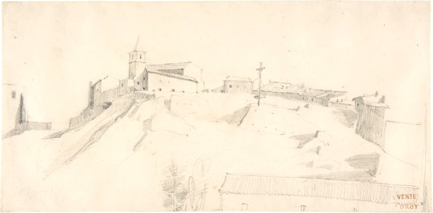 View of a Hill Town with a Crucifix MET DP805713