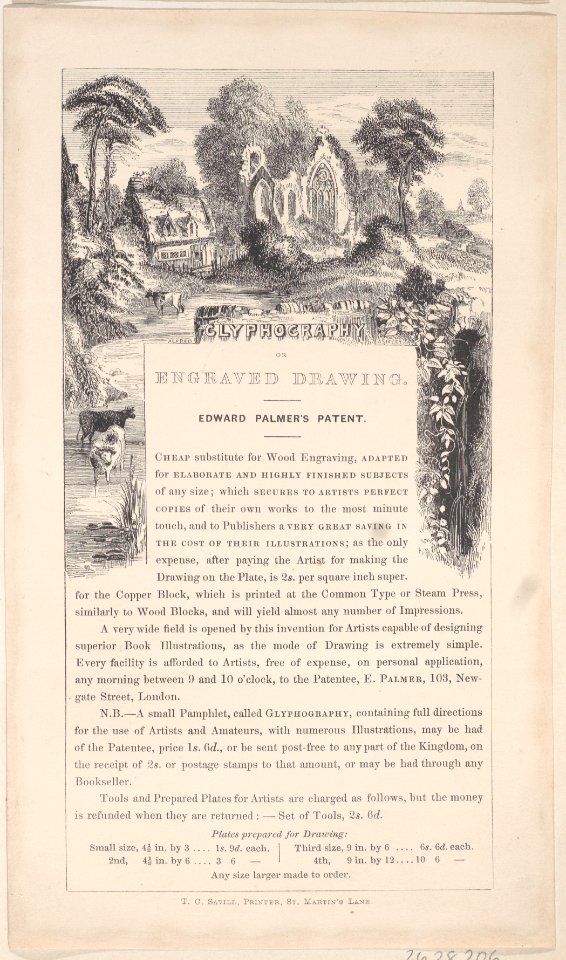Trade Card for Edward Palmer, Glyphographic Printer and Engraver Met DP885015