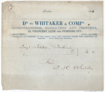 Trade Card for Dr. Whitaker & Co Met DP885335