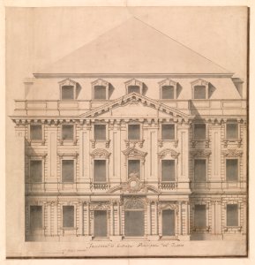 View of a Theater (Bayreuth)- Exterior Elevation of the Facade; Central Portal Surmounted by Royal Crown MET DP-13489-001