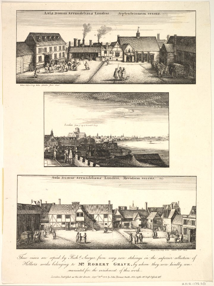 Two Views of Arundel House and London and the Thames as seen from the roof of Arundel House in 1646 MET DP828142