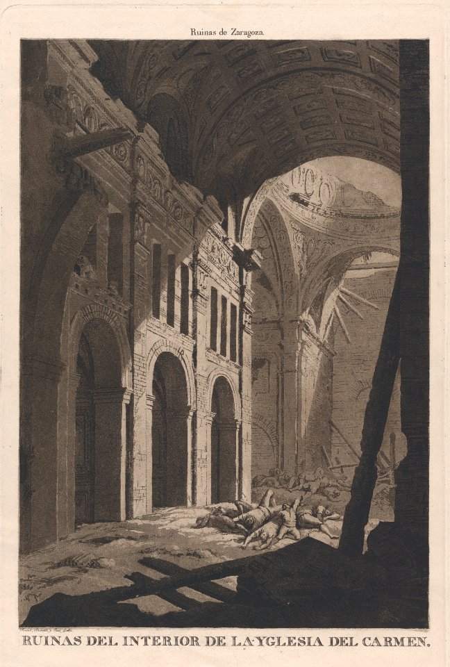 View of the ruins of the interior of the Church of Nuestra Senora del Carmen in Saragossa bombed by the invading French army during the Napoleonic war MET DP876096