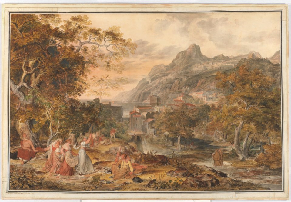 View of Vietri with Young Country Women Dancing for Shepherds in the Foreground MET DP223342