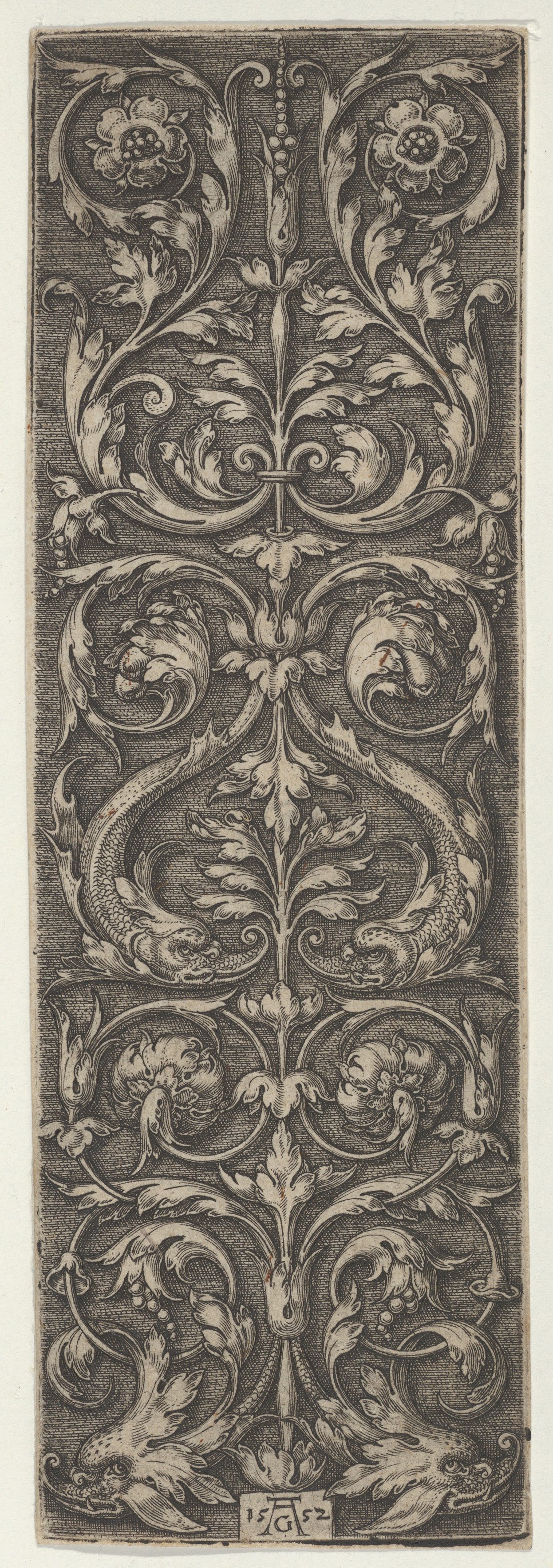 Vertical Panel with Candelabrum Containing Pairs of Fish and Rosettes MET DP836781
