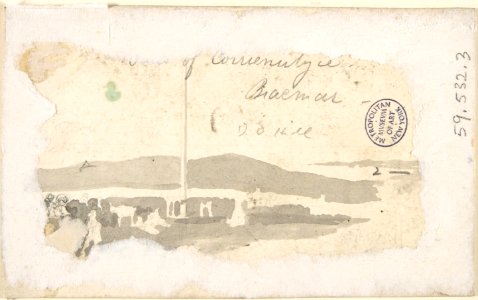 View of a Waterfall (recto); Landscape Study (verso) MET DP804411